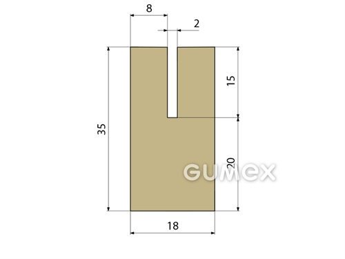 "U" Silikonprofil, 35x18/2mm, 60°ShA, -60°C/+180°C, beige, 